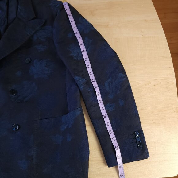 ISAIA Men's Navy Floral Double Breasted Blazer 42R - Picture 13 of 15